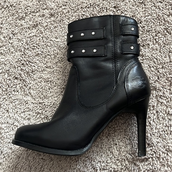Harley-Davidson black leather high heel boots - Picture 3 of 14